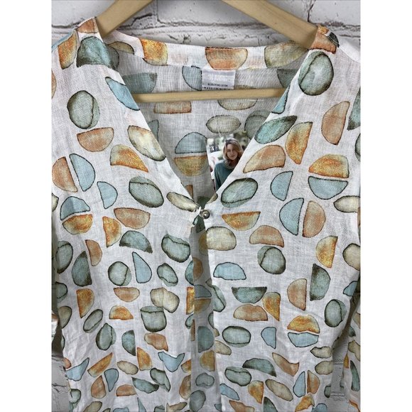 Click Color Me Cotton Lagenlook Linen 3/4 Sleeve Long Vest Cardigan Small Artsy - Picture 2 of 6